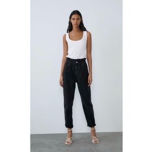 Zara slouchy jeans with elastic waistband black